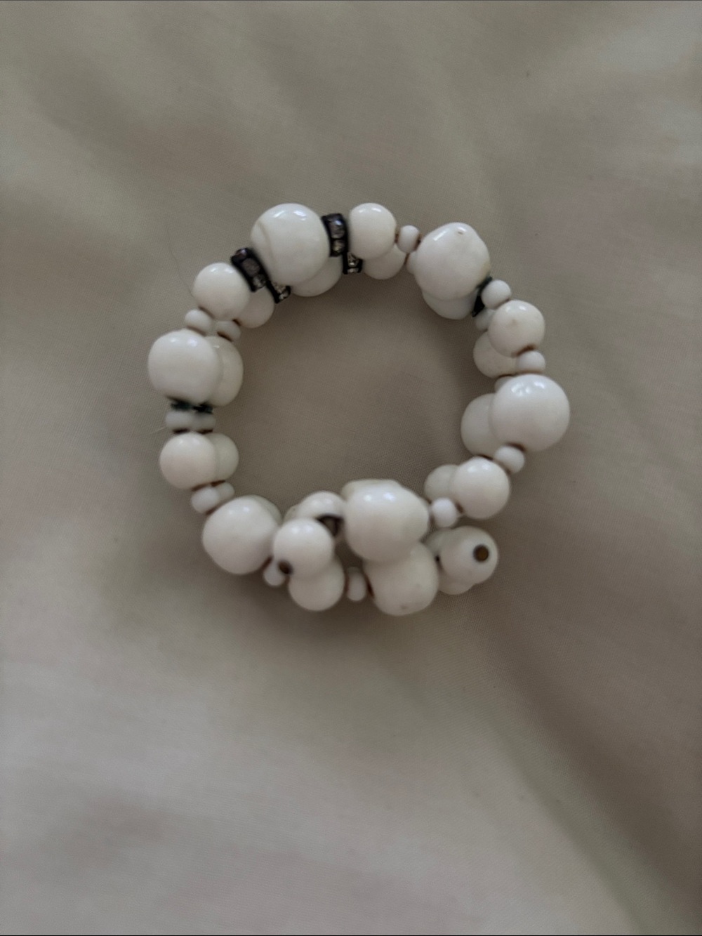 Vintage Milk Glass Beaded Wrap Around Bracelet